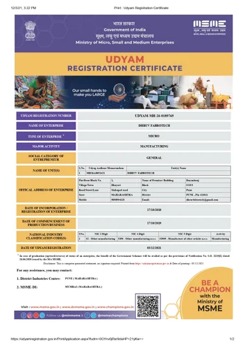 Udyam Certificate - Dhruv Fabrotech India